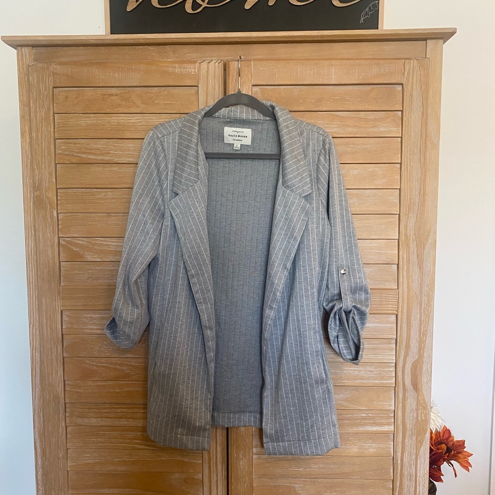 Haute Monde Gray Pinstripe Blazer